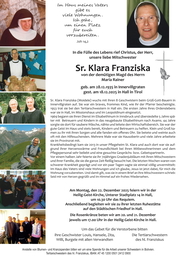 Maria Rainer Sr Klara Franziska